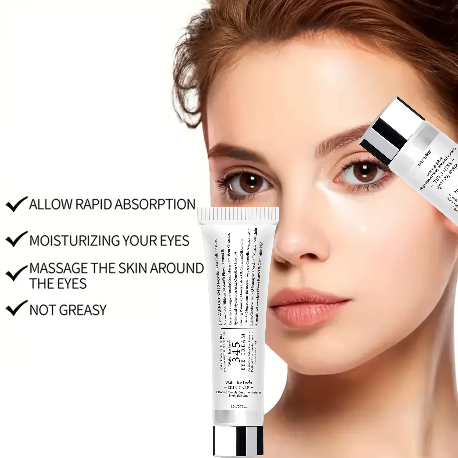 Crème pour les yeux au collagène avec acide hyaluronique, rétinol, tocophère et glycérine, une crème pour les yeux à action tenseur rapide, pour lisser, raffermir et revitaliser.
