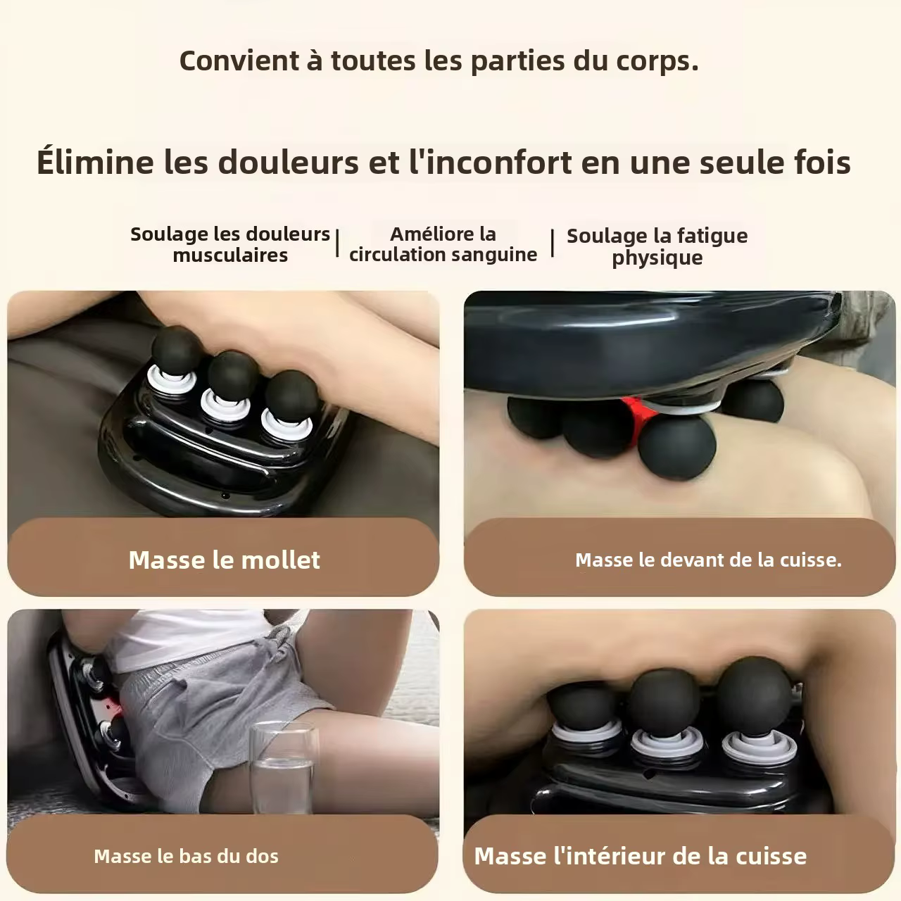 Pistolet de massage fascia haute puissance à 6 têtes, relaxant musculaire fitness, appareil de massage des tissus profonds pour soulager la fatigue corporelle complète