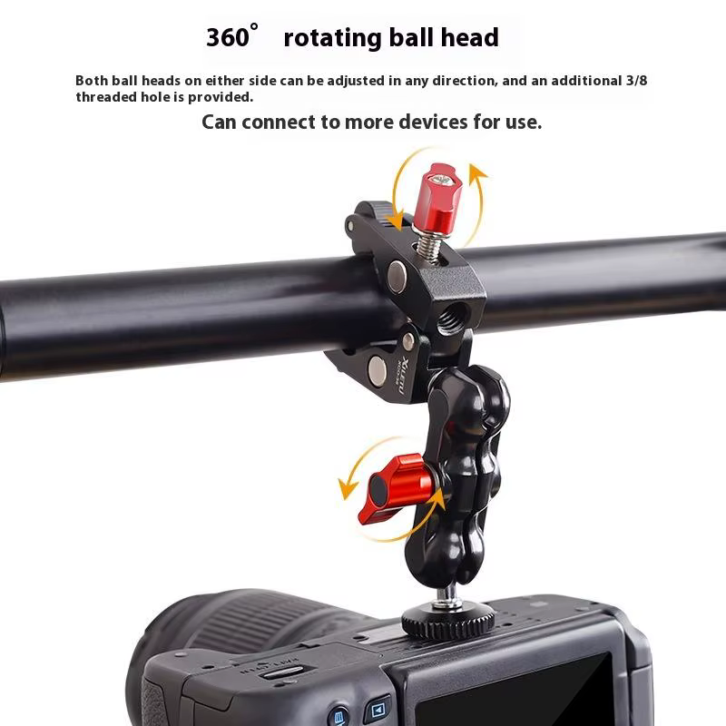 1 ensemble d'accessoires de photographie pour appareil photo, Super pince en métal avec Double tête sphérique, bras magique pour moniteur, lumière, micro, support de téléphone