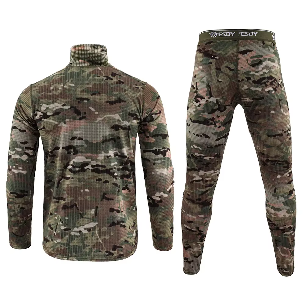 Hiver épais chaud sous-vêtement thermique ensembles hommes Compression polaire sueur séchage rapide Thermo longs Johns militaire armée vêtements