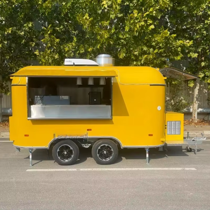 Street Mobile Restaurant Mobile Coffee Juice Bar Shawarma Hot Dog Pizza BBQ Fast Food Truck Trailer with Full Kitchen