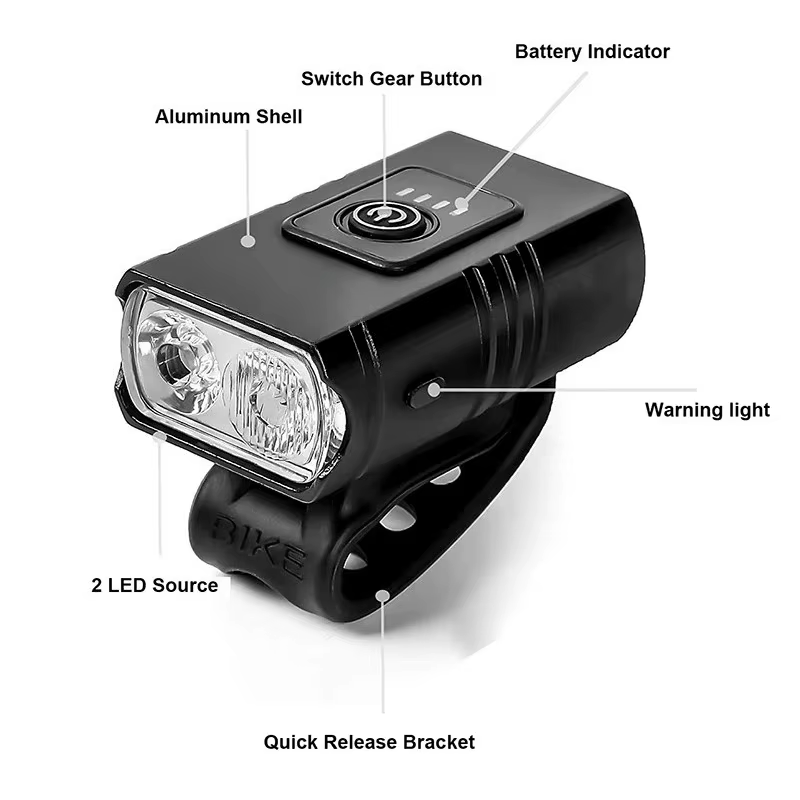 Lampe avant de vélo rechargeable par USB avec affichage de puissance, éclairage LED étanche pour vélo, phare de vélo, accessoires de cyclisme