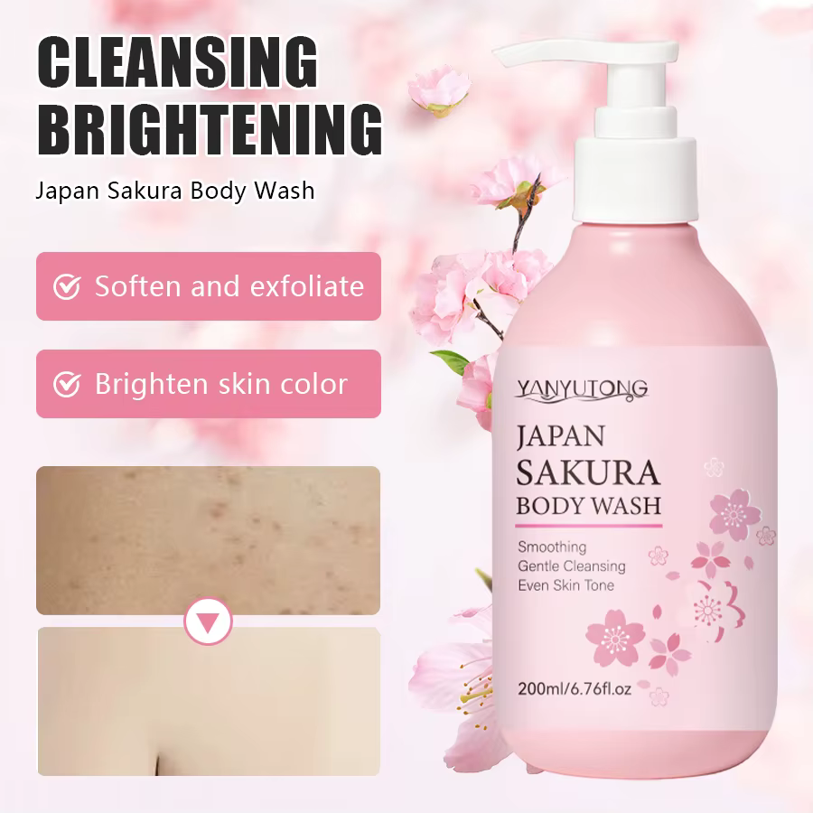 Sakura Gel douche longue hydratant lisse parfum longue durée mousse douce nettoyage du corps produit de bain 200ml