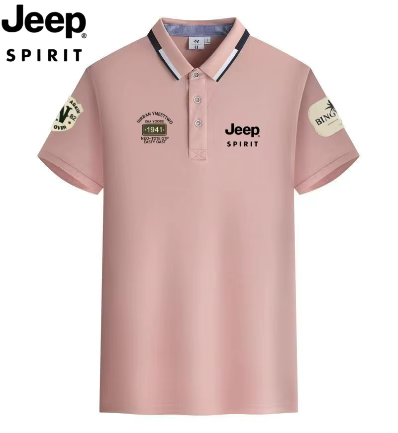 Polo décontracté d'été pour homme Jeep Spirit - T-shirt d'affaires à manches courtes et col revers pour l'été - Grande