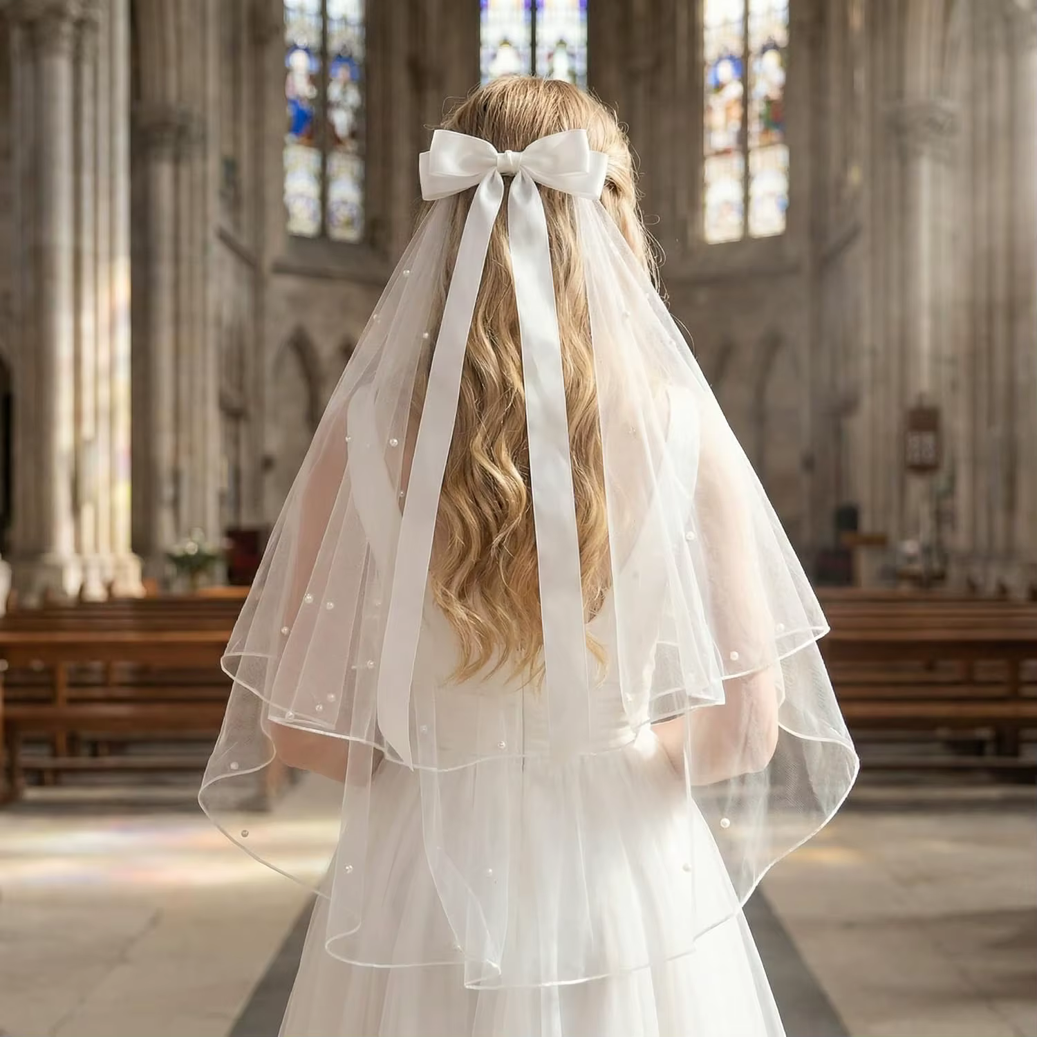 Voile de mariée blanc avec nœud, accessoire de fiançailles, pince à cheveux pour femme, accessoires de fête et de mariage