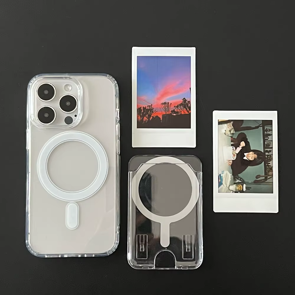 Clair Acrylique Magnétique Photo Carte Sac Pour iPhone 16 13 12 11 14 15 17 Pro Max Air Plus Magsafe Cas Portefeuille Couverture Téléphone Accessoire