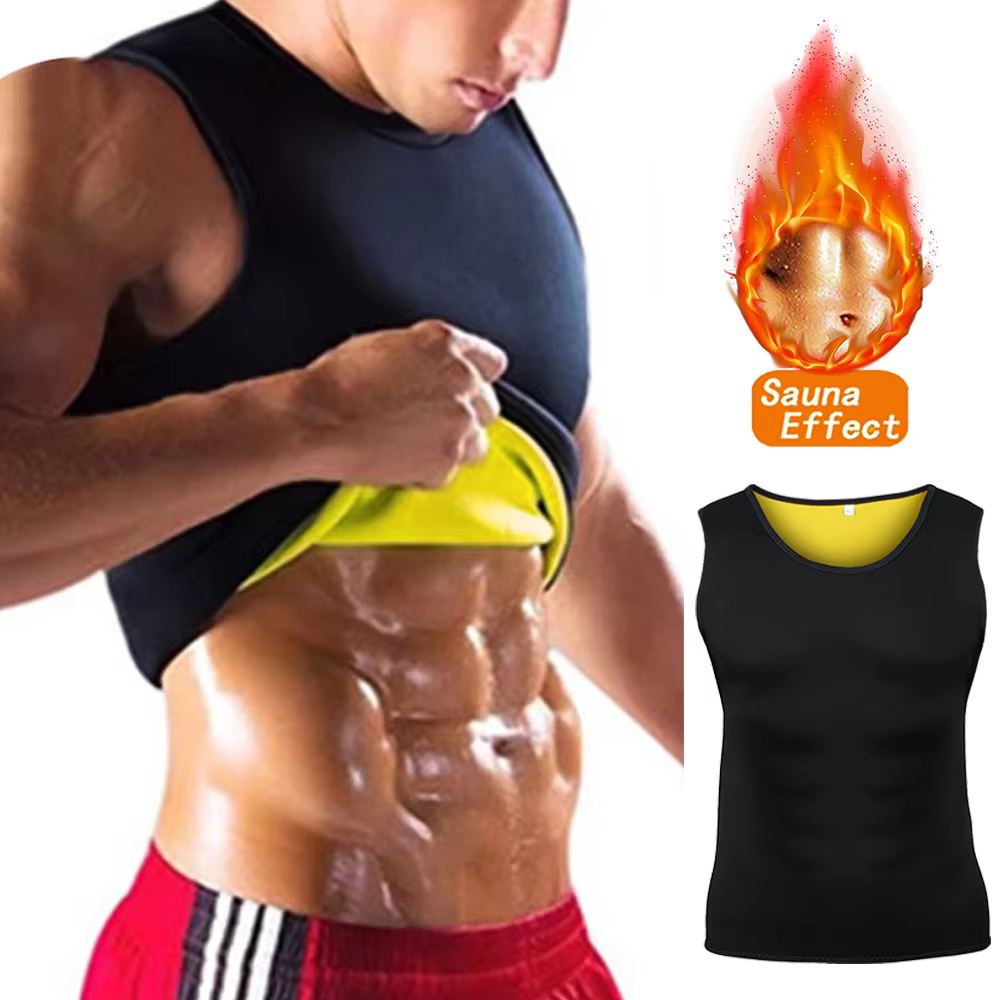 Hommes T-shirts d'entraînement effet Sauna gilet de sport hauts d'exercice vêtements de Fitness minceur perte de poids