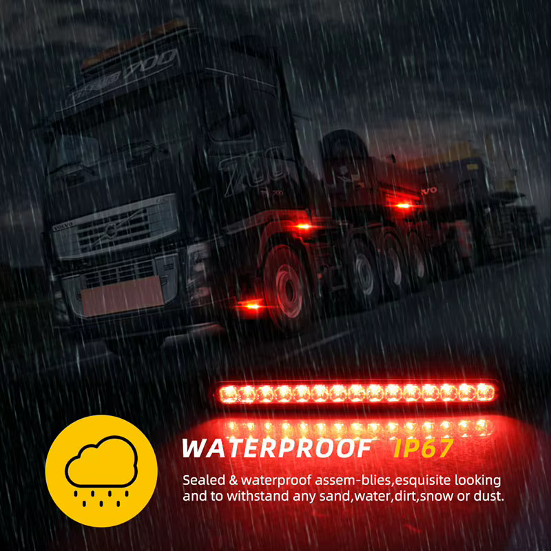 Barre lumineuse de position latérale LED pour camion, 12V-24V, feu stop, voyant d'avertissement pour remorque, indicateur externe automatique, feu arrière 15SMD