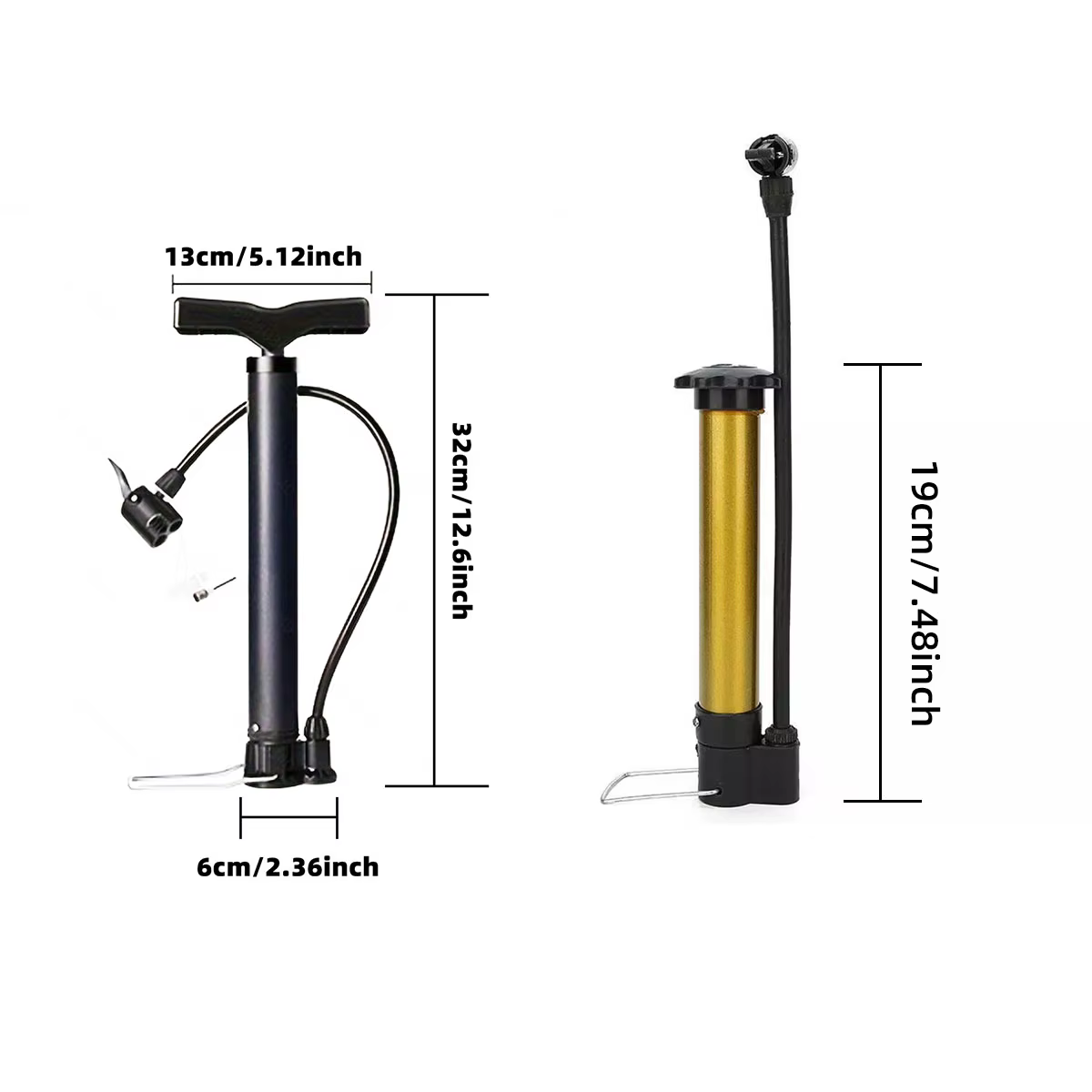PINMOAP Gonfleur de vélo pratique, pompe à air multifonctionnelle, gonfleur haute pression adapté au gonflage des ballons de vélo