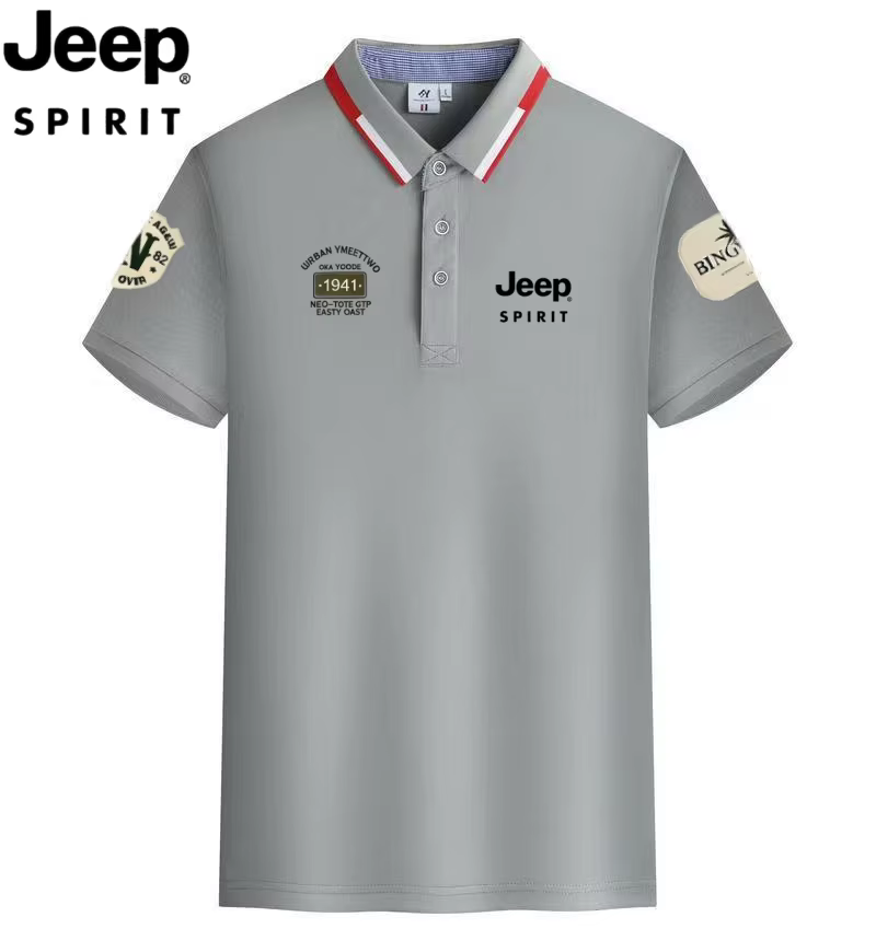 Polo décontracté d'été pour homme Jeep Spirit - T-shirt d'affaires à manches courtes et col revers pour l'été - Grande