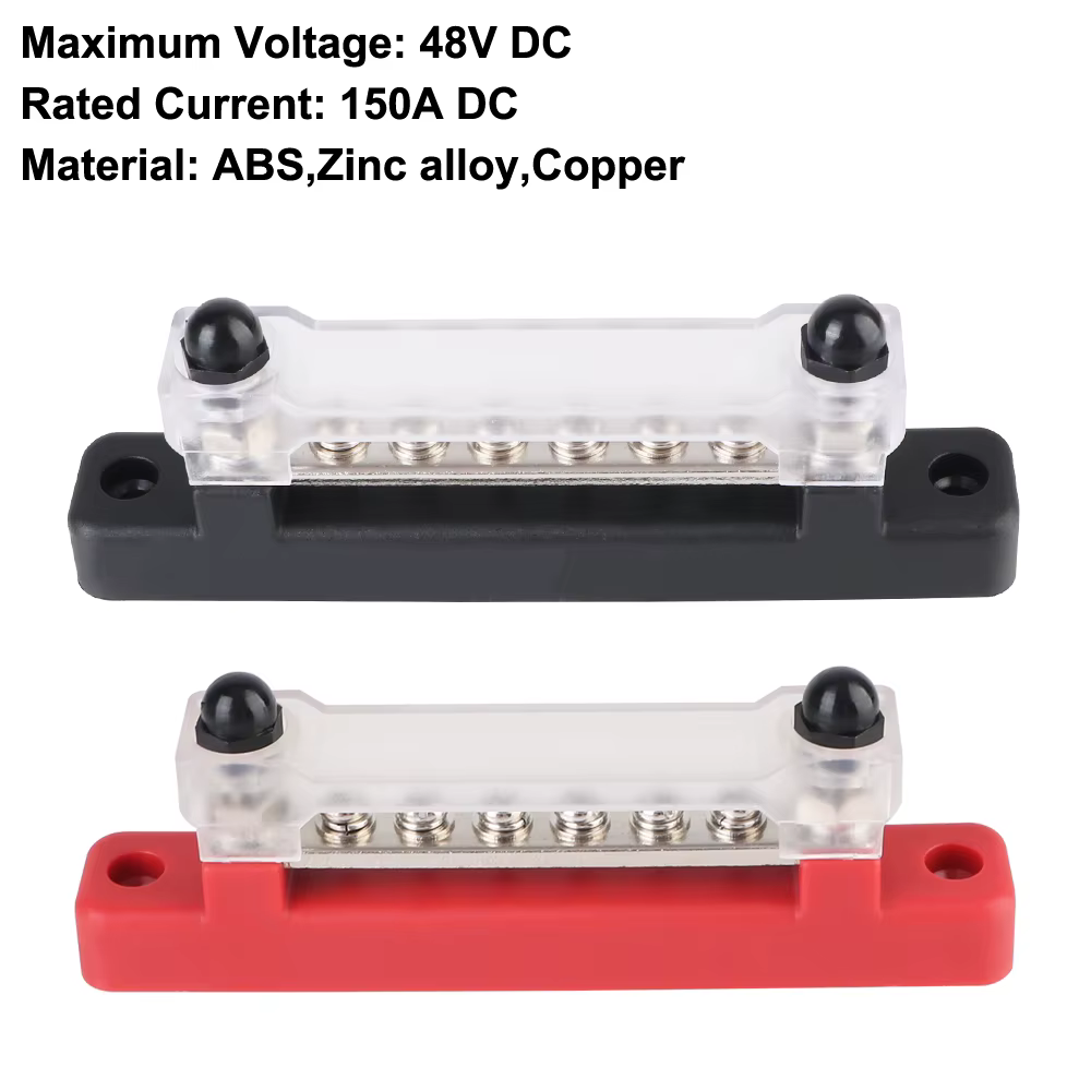 Bloc de Distribution d'énergie de barre omnibus de 6 voies, Circuit d'électro-jonction, prise de barre omnibus pour bateau camion RV caravane voiture 48V 150A DC
