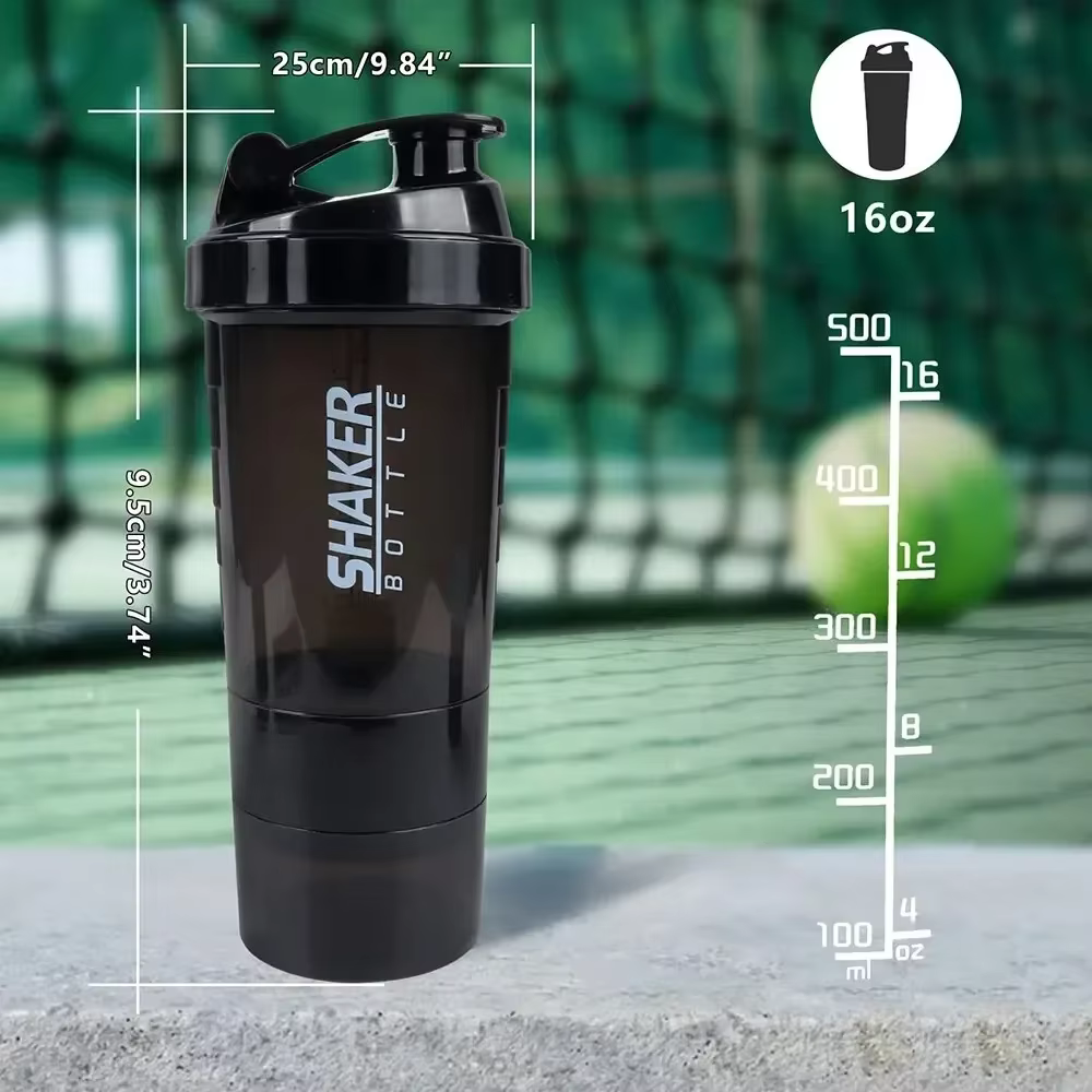 Bouteille de protéines Shaker à 3 couches