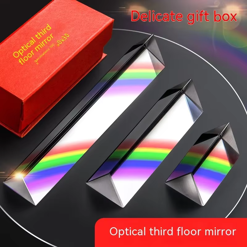 Prisme triangulaire arc-en-ciel, verre de cristal, prismes de couleur photographiques pour enfants, enseignement de la physique, spectre de lumière réfracté