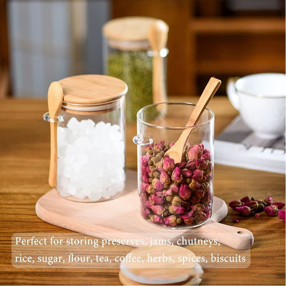 Bocaux en verre hermétiques avec couvercle et cuillère pour Overnight Oats
