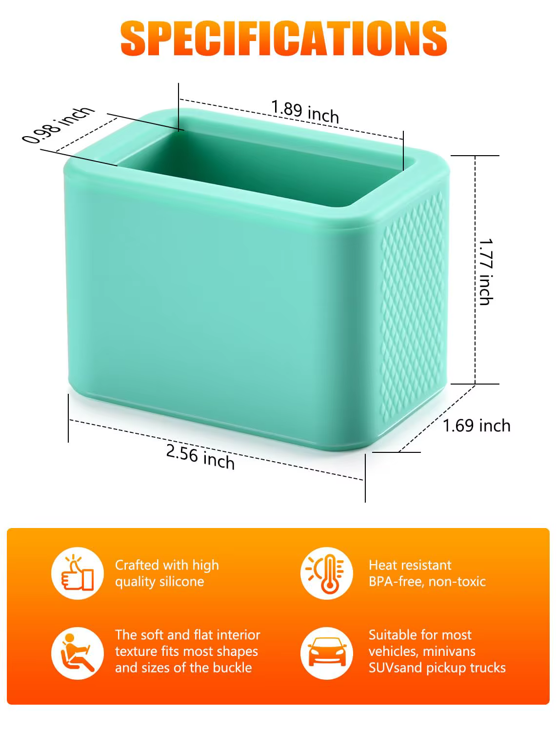 Support de boucle de ceinture de sécurité phosphorescent, 2 pièces, rehausseur arrière en silicone - Garde la prise droite pour un accès rapide, ajustement universel