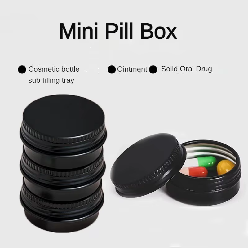 Mini boîte à médicaments Portable noire