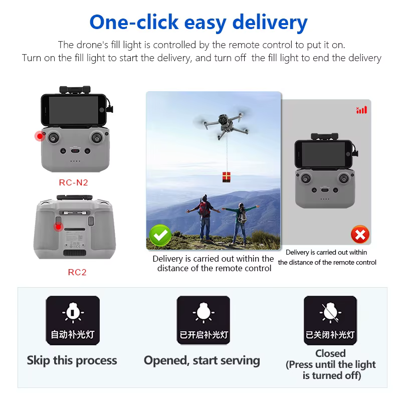 Système de largage aérien amélioré 12KM pour accessoires de drone DJI Air 3S, dispositif de transport de charge utile pour drone DJI Air 3