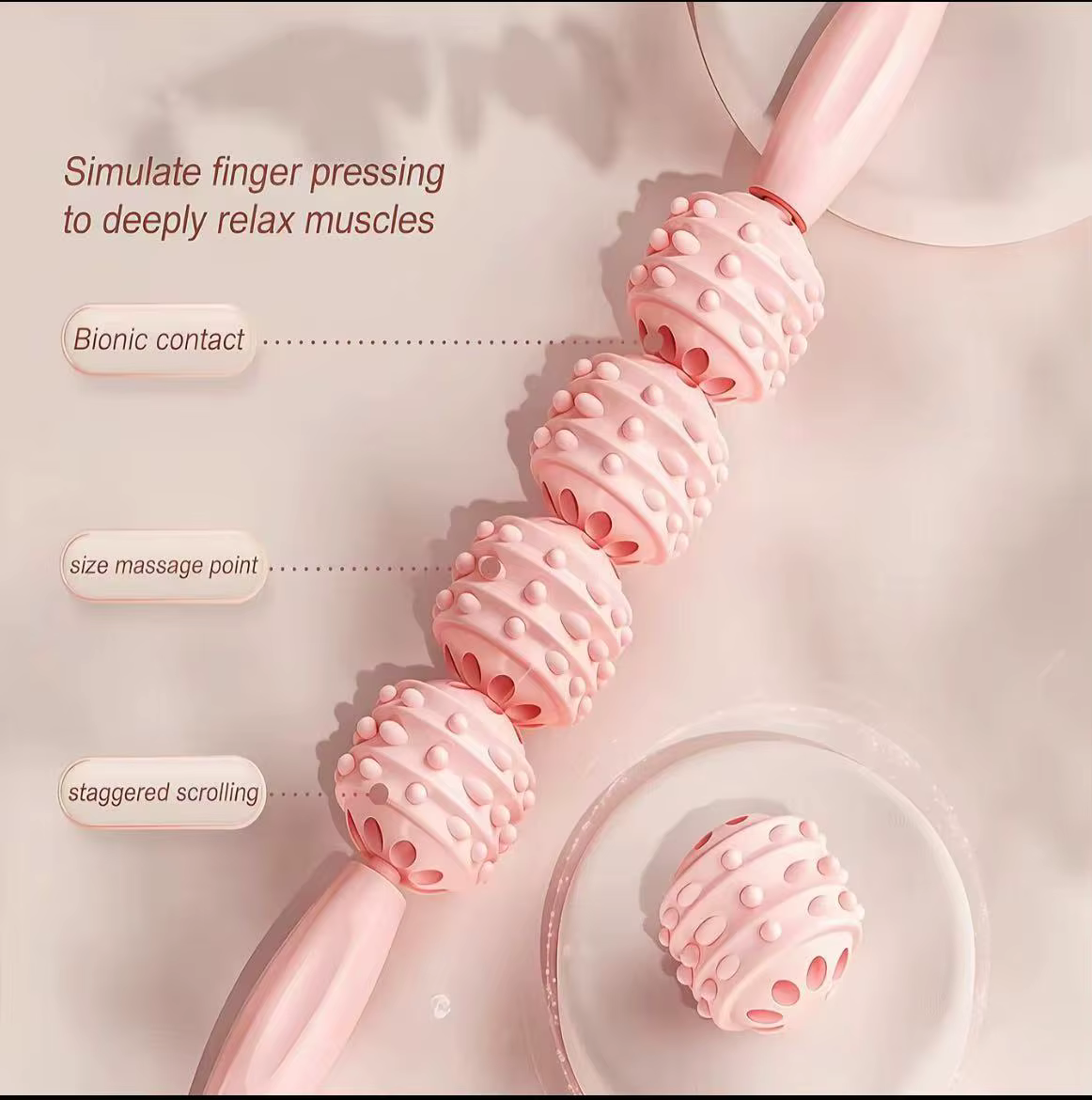 Rouleau de massage ergonomique portatif pour points de pression