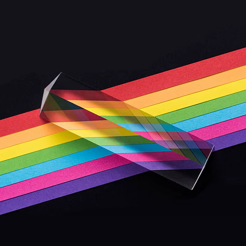 Prisme triangulaire en verre de cristal arc-en-ciel, prisme photographique, prisme de physique, expérience de lumière pour enfants, document