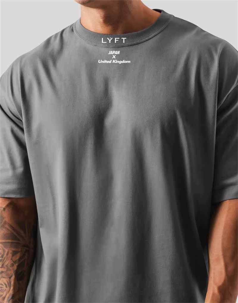 LYFT 100% coton hommes T-Shirt de gymnastique coupe ample à manches courtes Sport Fitness course entraînement chemise d'entraînement en tailles M à XXXL