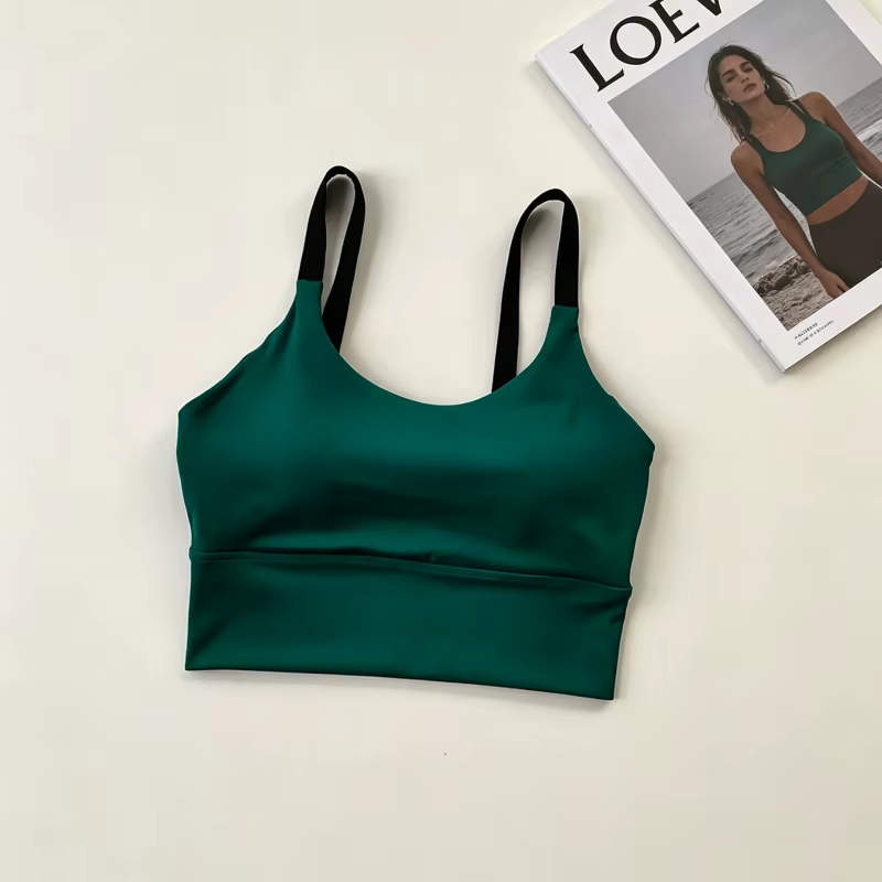 Soutien-gorge de yoga Naked Feel avec coussinets intégrés, séchage rapide, antichoc, débardeur de sport contrasté pour femme