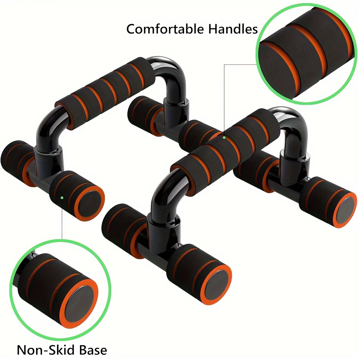 1 paire de barres de musculation ergonomiques pour hommes - Supports d'entraînement de force portables antidérapants