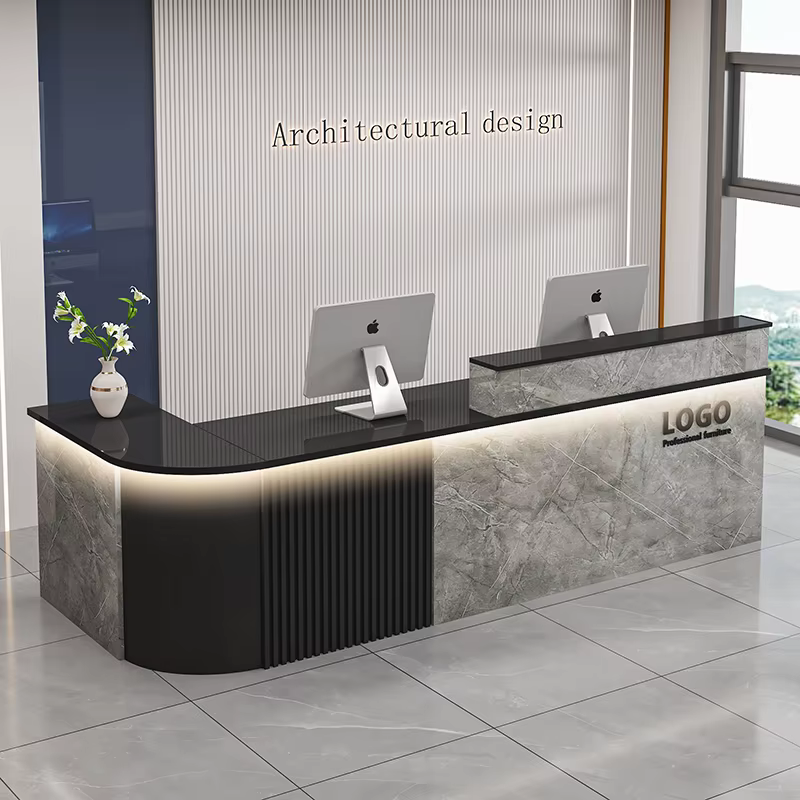 Comptoir de Bar de bureau professionnel personnalisé Design de luxe Simple bureau de réception Salon de beauté Bancone Bar Lusso meubles commerciaux