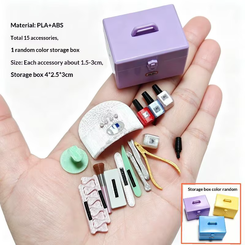 Ensemble d'outils de manucure miniatures à l'échelle 1:12, accessoires de soin des ongles pour maison de poupée, pour filles, jeu d'imitation, ornement de maison de poupée, cadeau pour collectionneur