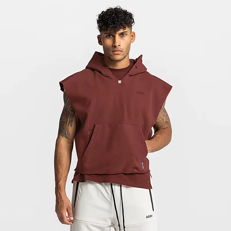 Hommes marque gymnases vêtements musculation à capuche débardeur coton sans manches gilet sweat Fitness