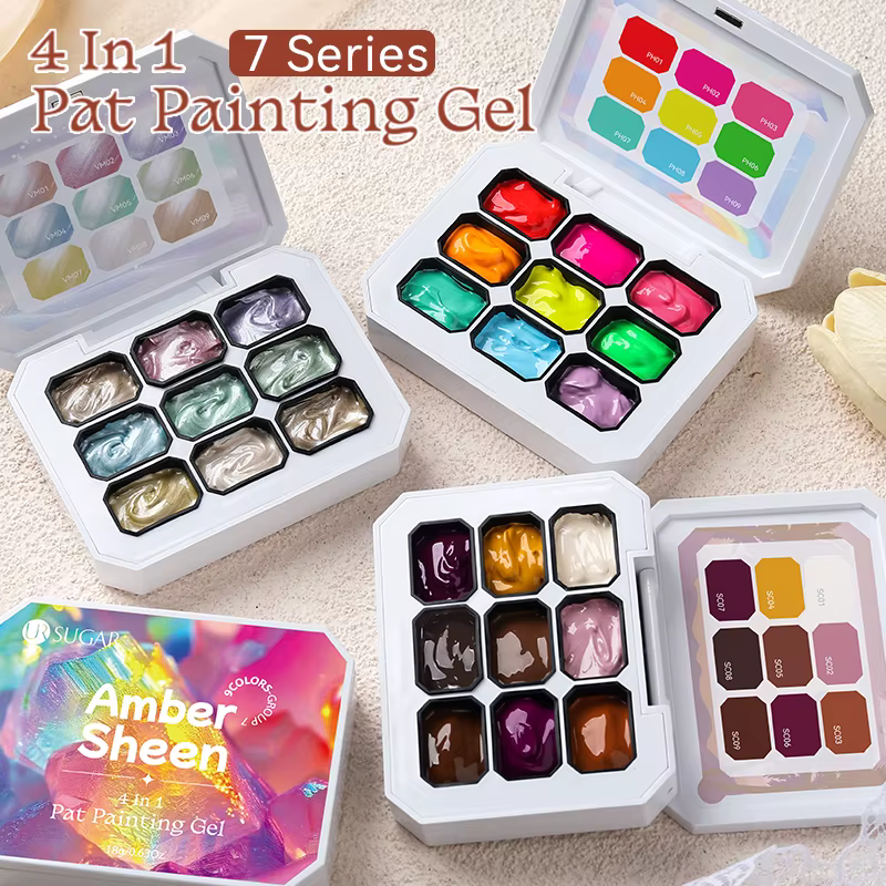 UR SUGAR 9 couleurs/grille Pat peinture Gel vernis à ongles pour toutes les saisons Nail Art dégradé couleur utilisé pour Blush ongles estampage tapotements