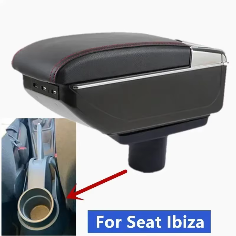 Accoudoir de voiture pour Seat Ibiza, boîte de rangement centrale, rénovation intérieure avec USB, accessoires de voiture, pour Seat Ibiza 6j Ibiza 6L