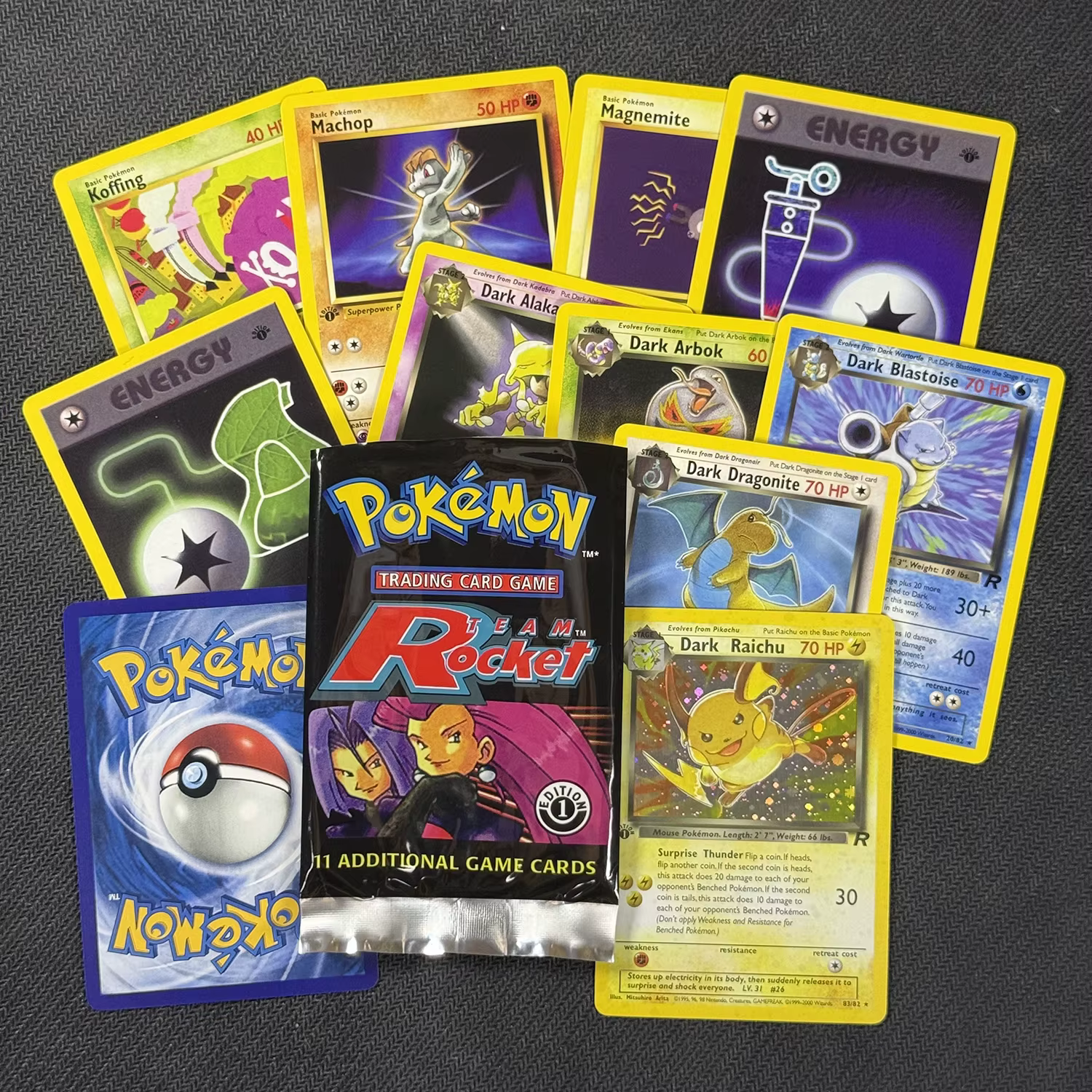 Team Rocket 11 cartes/paquet, paquets de boosters PTCG, cartes proxy, Dark Gyarados, Dark Charizard, Blastoise, PKM, jeu de cartes à collectionner