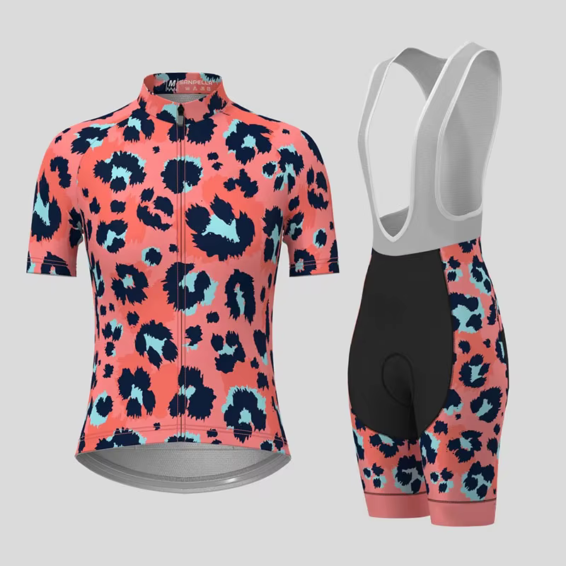 Ensemble de maillot de cyclisme imprimé léopard nickel é pour femme