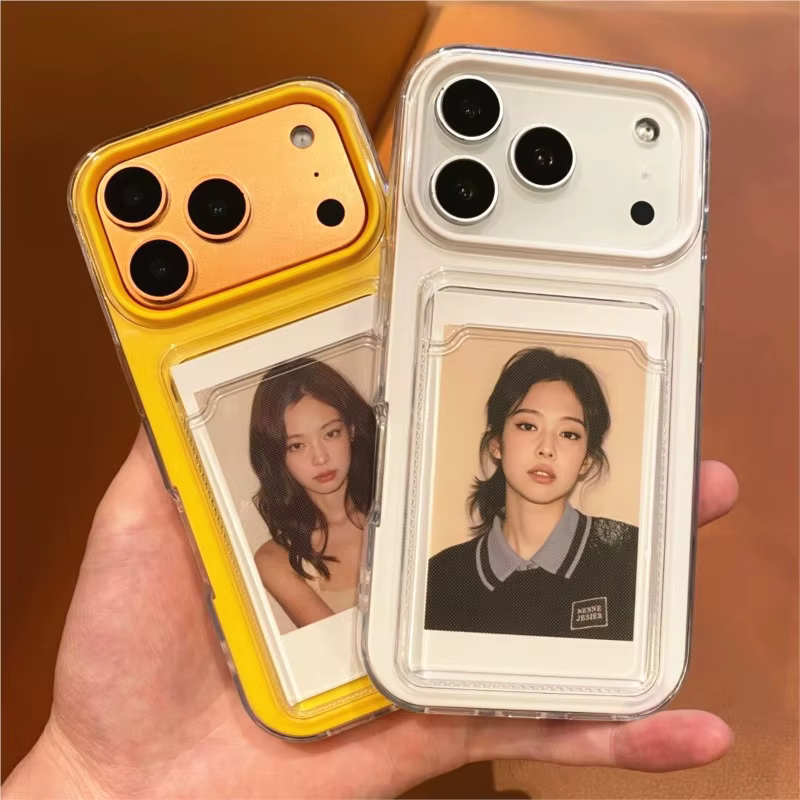Étui de luxe 2 en 1 avec fente pour carte Photo, étui souple antichoc pour iPhone 17 Air 11 12 13 14 15 16 Pro Max Plus couleur bonbon