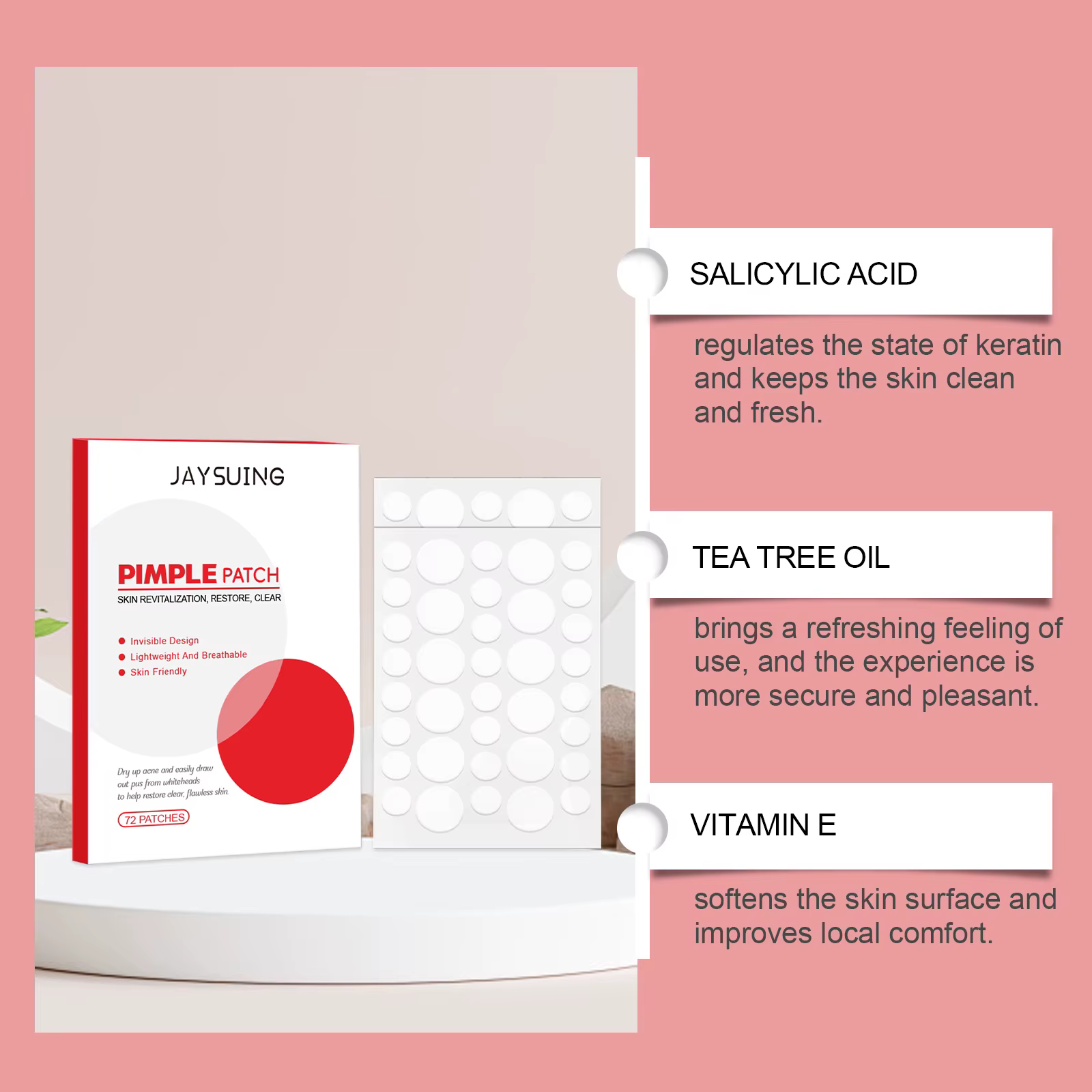 Patchs micro-aiguilles à l'acide salicylique pour l'acné, les points noirs/blancs, les rougeurs, la purée, la dissolution de la kératine, réparation invisible et douce de la barrière cutanée