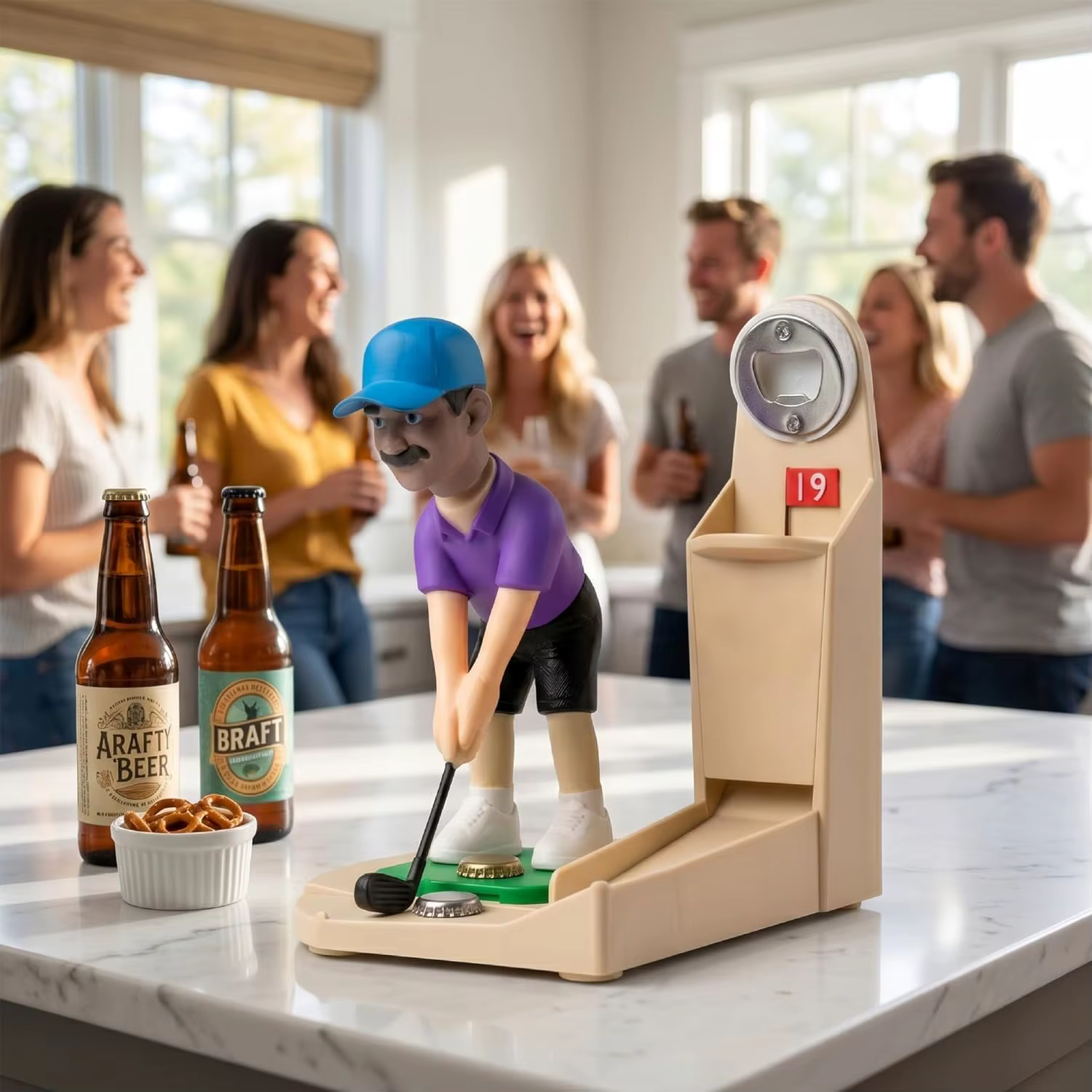 Jeu d'ouvre-bouteille de golf, jeu de lancer de capsules de bière avec tableau de scores, accessoires de bar amusants pour la décoration de la maison, cadeaux pour les amateurs de golf