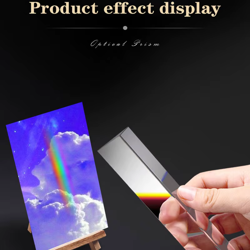 Prisme triangulaire en verre de cristal arc-en-ciel, prisme photographique, prisme de physique, expérience de lumière pour enfants, document