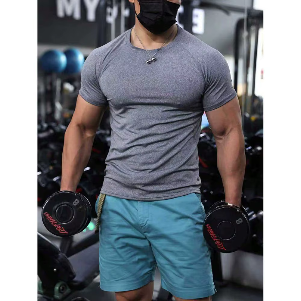 T-shirt de sport à manches courtes pour hommes, haut de course