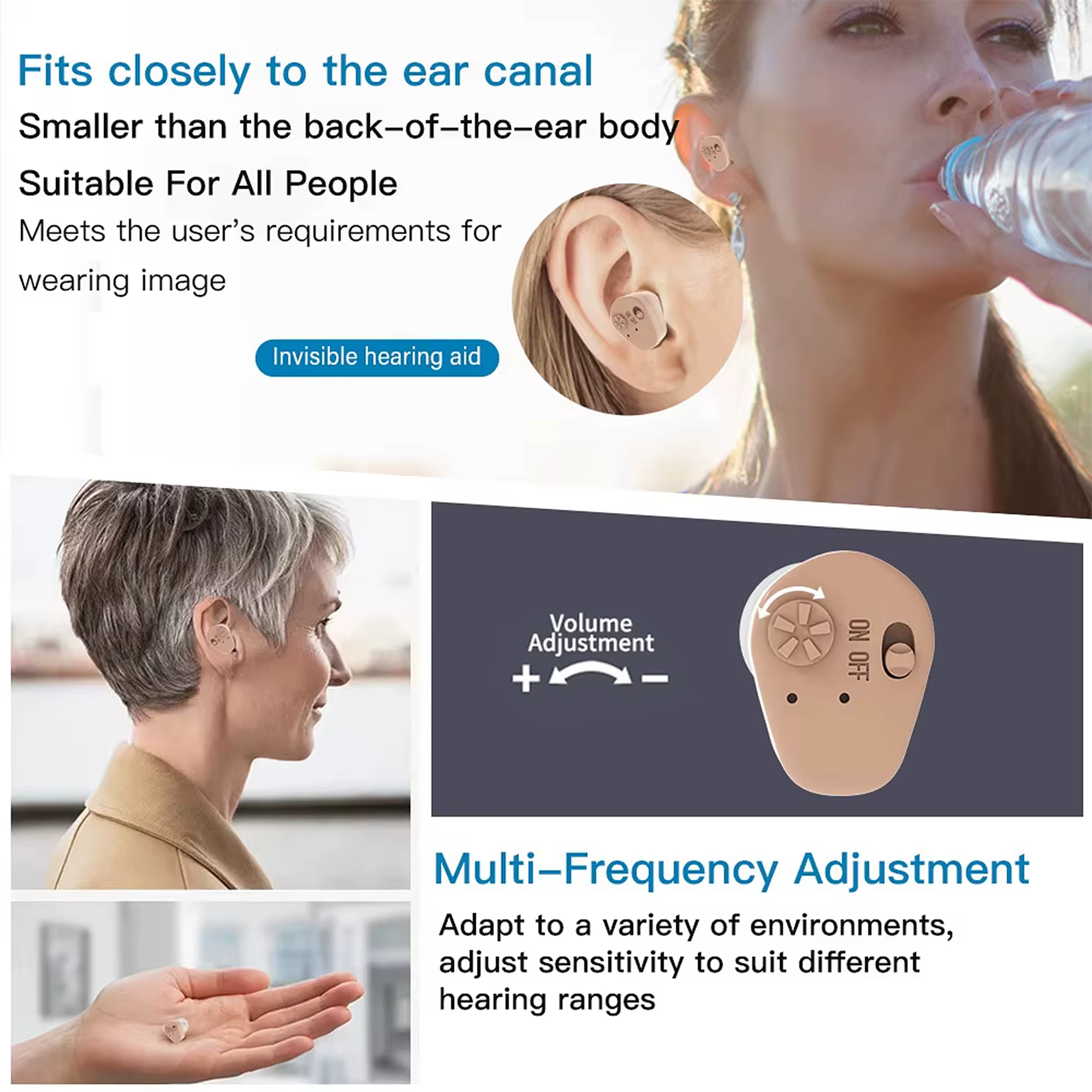 Mini amplificateur de son, rehausseur de son d'oreille, réduction du bruit, annulation améliorée du retour vocal, adapté aux adultes âgés et aux enfants