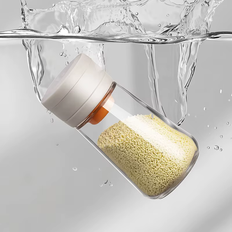 Distributeur de sel sans besoin de presse, réservoir de sel, bouteille de sucre en verre, Shaker, boîte d'assaisonnement de cuisine, récipient de sel résistant à l'humidité