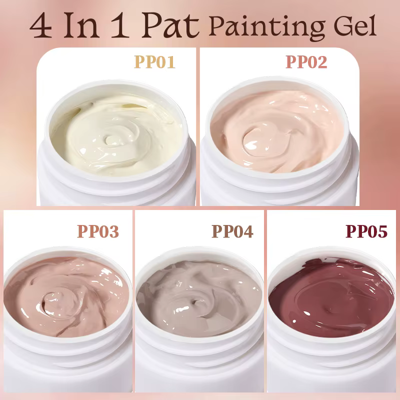 UR SUGAR 4 en 1 Pat peinture Gel ongles couleur rose chair peinture Liner Nail Art utilisé pour dégradé couverture bord ongles estampage motif