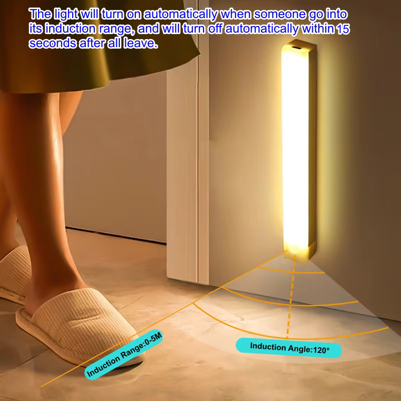 Lampe LED sans fil avec capteur de mouvement, Rechargeable par USB, veilleuse à Induction, Portable, sans fil, magnétique, pour armoire, cuisine
