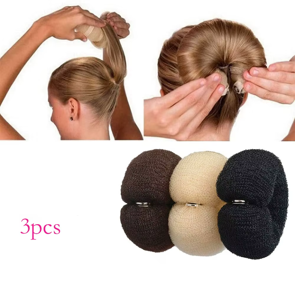 Chignon Magique Noir/Marron/Beige : Outil Coiffure Donut Bagel pour Cheveux, Épingle à Cheveux, Accessoires Coiffure Femme, Tresses