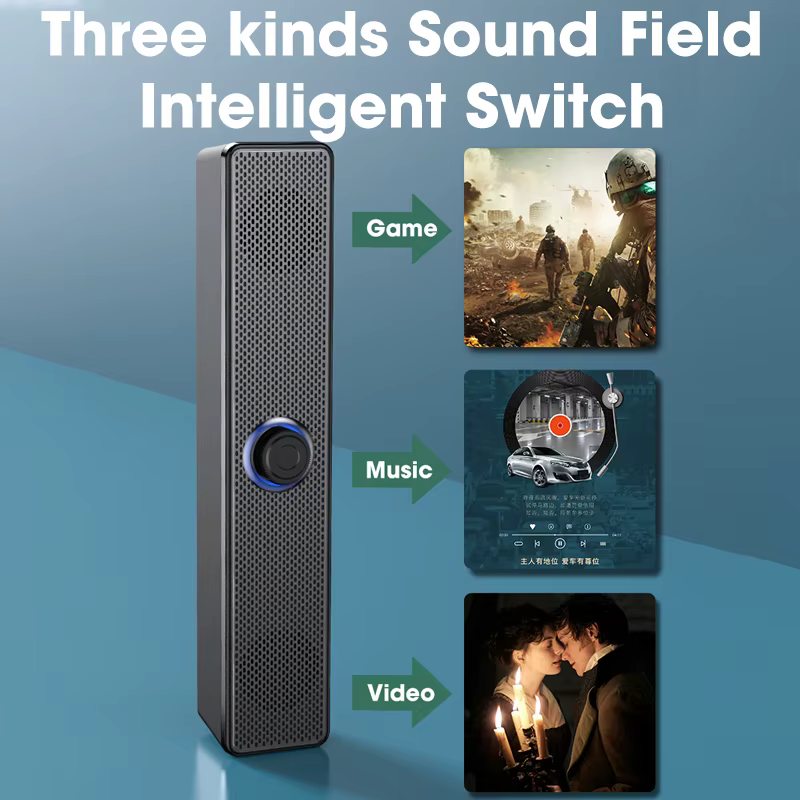 Barre de son pour PC, haut-parleur Bluetooth filaire/sans fil, barre de son alimentée par USB 4D pour TV, ordinateur portable, jeu, système Audio Surround pour Home cinéma