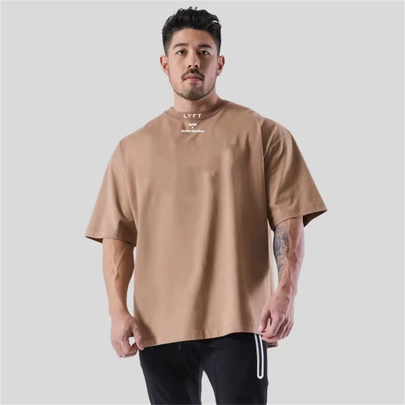 LYFT 100% coton hommes T-Shirt de gymnastique coupe ample à manches courtes Sport Fitness course entraînement chemise d'entraînement en tailles M à XXXL