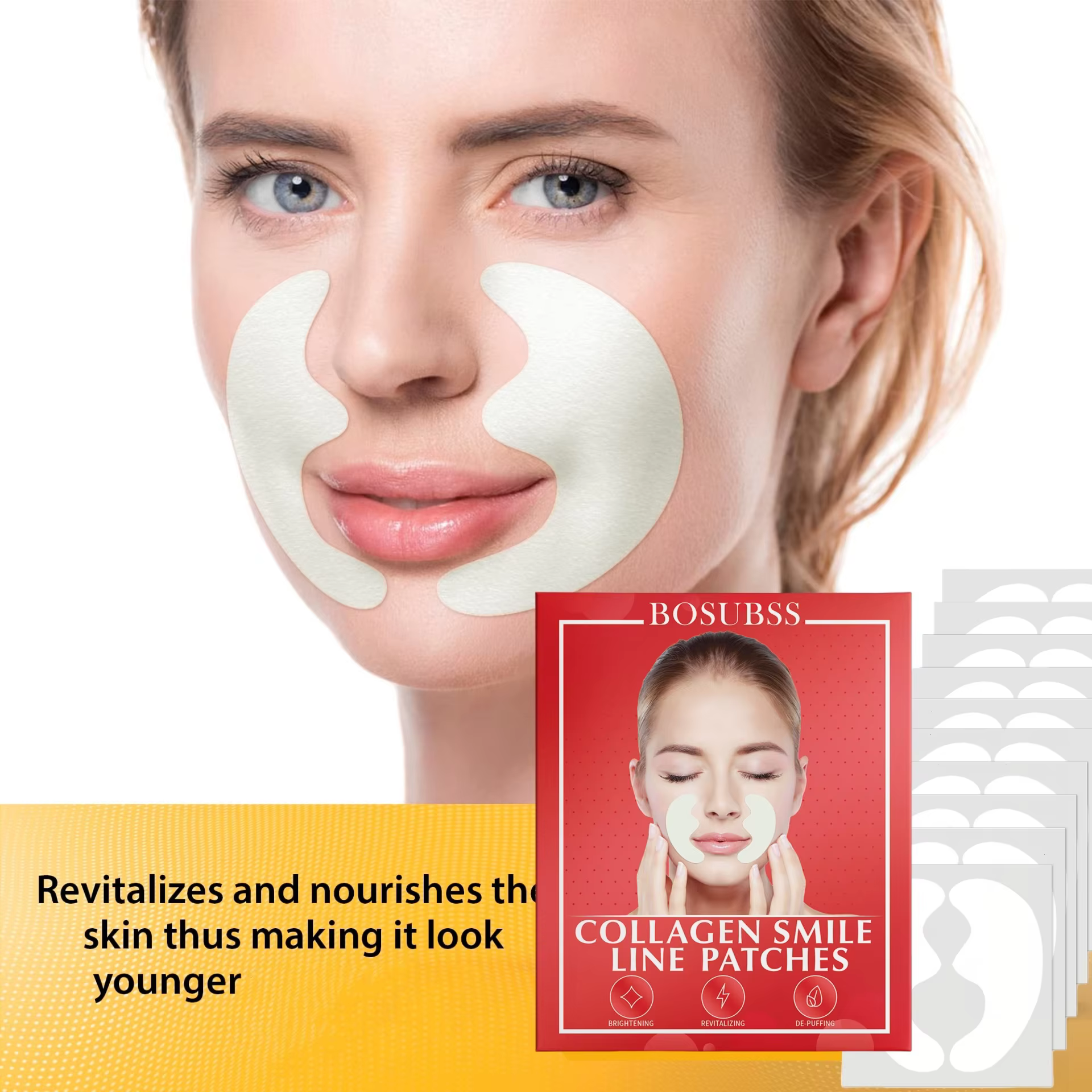 Les patchs pour le visage en hydrogel réduisent les rides et le front. Effet liftant, peau ferme. 20 pièces. Facile à utiliser, résultats visibles.