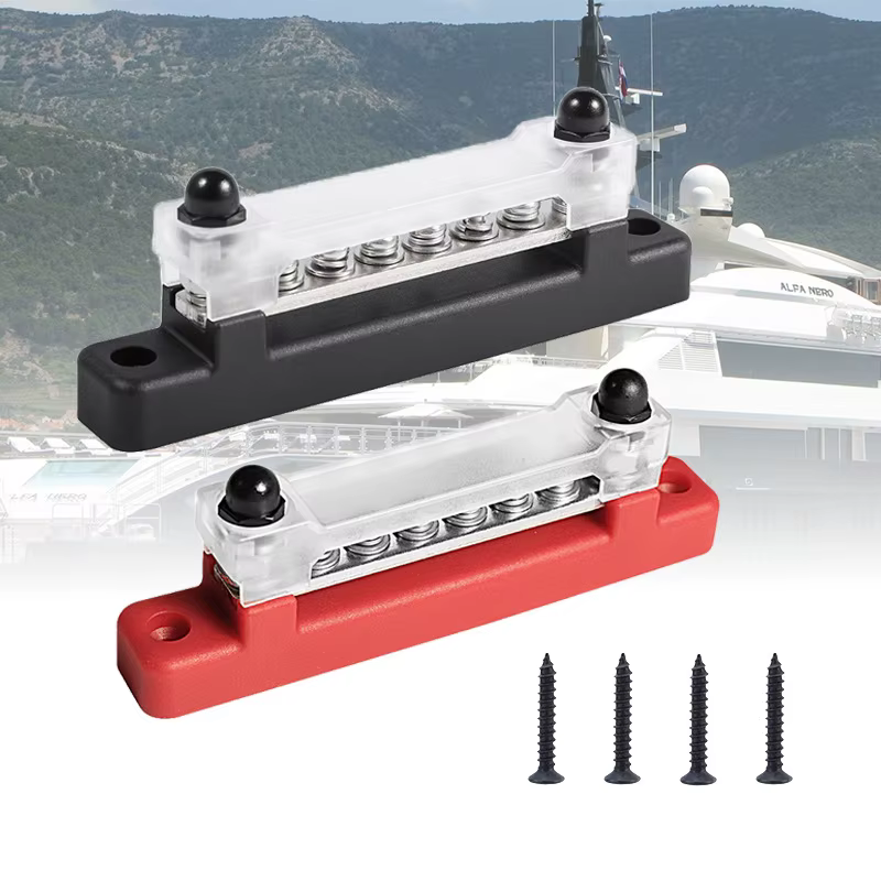 Barre de distribution de puissance pour batterie, 1/2 pièces, 12V, goujon M6, barre de distribution positive et négative pour camion, bateau, voiture, camping-car