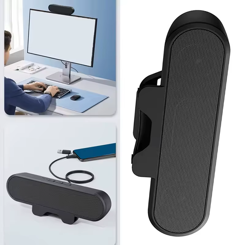 Barre de son portable mini USB filaire pour ordinateur, TV, PC, ordinateur portable, bureau, avec clip, caisson de basses, enceinte musicale