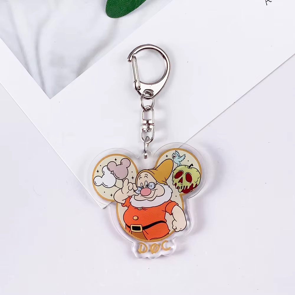 Porte-clés en acrylique Disney Blanche-Neige et les Sept Nains, accessoires mignons pour sac, pendentif pour sac à dos, cadeaux pour amis, 1/8 pièces