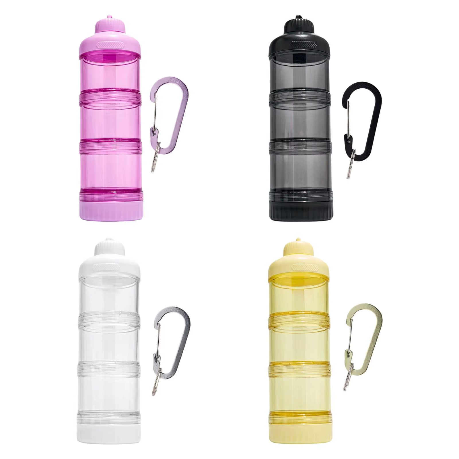 Conteneur de poudre de protéines pratique avec mousqueton